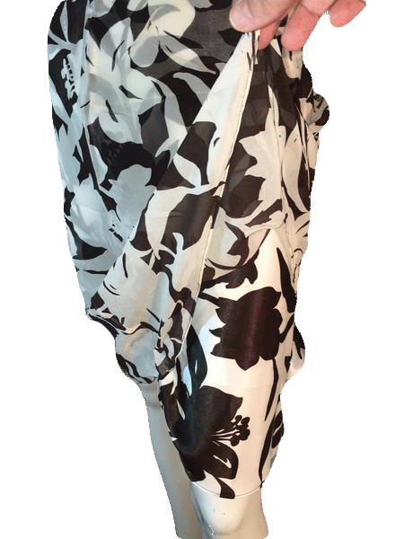 Ann Taylor 100% Silk Brown and Cream Floral Skirt with Sheer Overlay Size 2 SKU000202