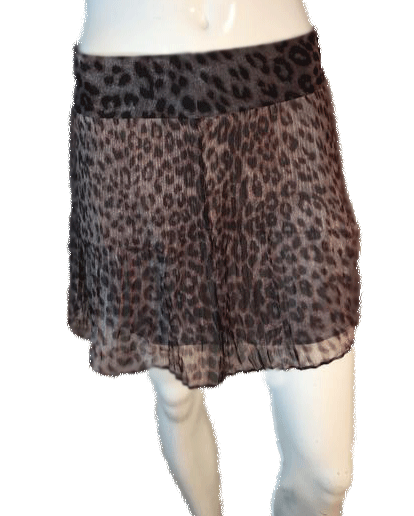 Bebe 80's Animal Print Mini Skirt with Sheer Shell Skirt with Lining Size XS SKU 000202