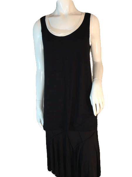 Load image into Gallery viewer, Three Dots 90&amp;#39;s Black Tank Top with White Neck and Arm Outline Size M SKU 000205
