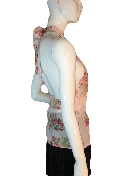 Rubber Ducky Productions, Inc. Sheer Pink Floral Sleeveless Top Size L SKU 000205
