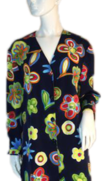 Briggs New York 60's Blue and Colorful Floral Long Sleeve Top Size 2X SKU 000205