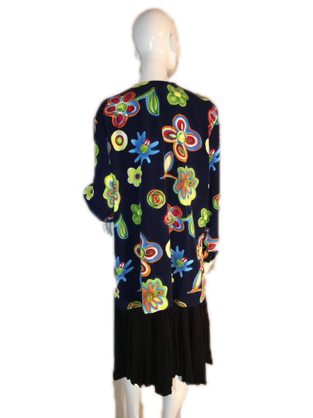 Briggs New York 60's Blue and Colorful Floral Long Sleeve Top Size 2X SKU 000205