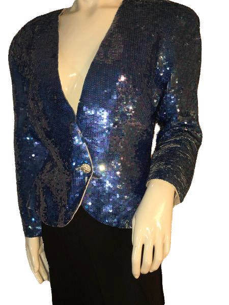 Tootsies70's  Long Sleeve Blue Sequin Top Size L SKU 000205