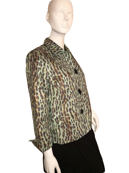 Painted Pony 80's Light Green ¾ Length Leopard Cheetah Print Jacket Size S SKU 000151