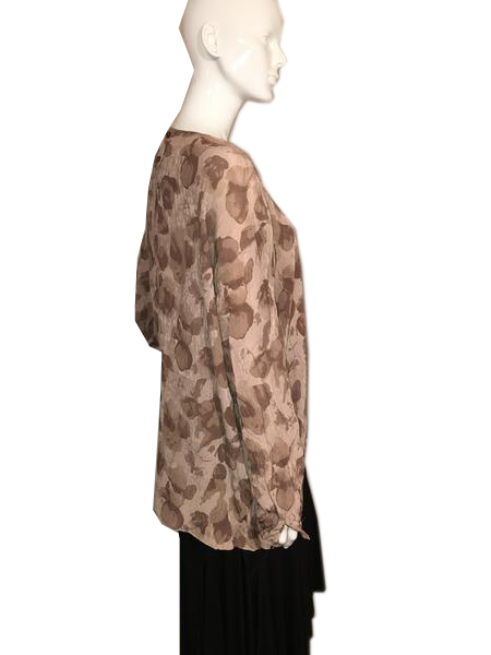 Armani 70's Brown Long Sleeve Sheer Top Size 10 SKU 000207