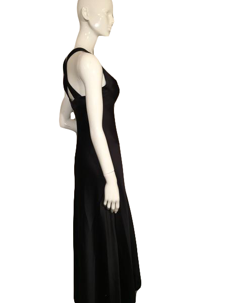 SOLD Calvin Klein 70's Floor Length Black Evening Gown Size 4P SKU 000207