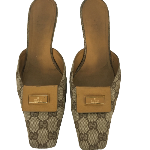 Gucci Shoes Brown & Tan Kitten Heels Size 9B SKU 000347-5