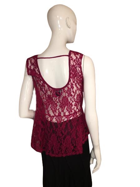 Wet Seal 80's Wine Colored Lace Tank Top Size L NWT SKU 000128