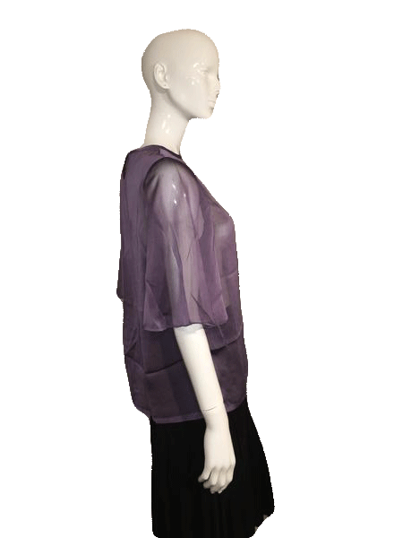 Load image into Gallery viewer, Designers on a Dime Short Sleeve Purple Sheer Top SKU 000137
