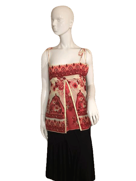 Guess70's  Paisley Print Handkerchief Style Halter Top with Spaghetti Straps Size XS SKU 000137