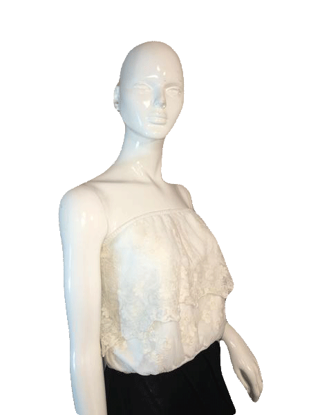 Wet Seal 80's Cream Lace Sexy Crop Strapless Top Size L NWT SKU 000128