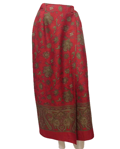 Load image into Gallery viewer, Jones Country Paisley Wrap/Midi Skirt Rust and Olive Green Sz 4 000054
