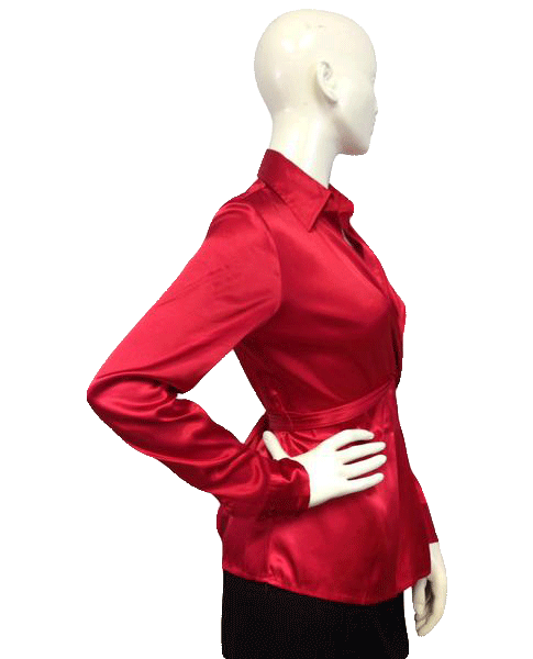 Red Satin top with wrap around tie Size 4 SKU 000087