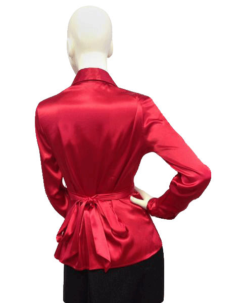 Red Satin top with wrap around tie Size 4 SKU 000087