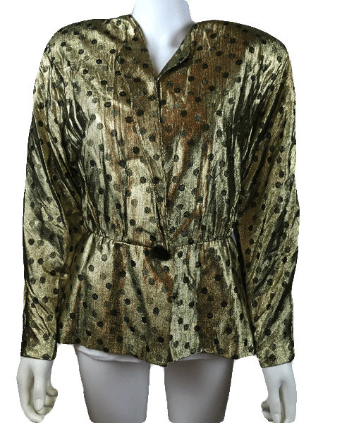 Load image into Gallery viewer, Neiman Marcus 80&amp;#39;s Gold Metallic Blazer Size 12 SKU 000010
