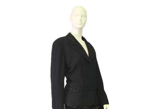 Load image into Gallery viewer, Blazer Black Embellished with Black Beads Size 16 SKU 000050
