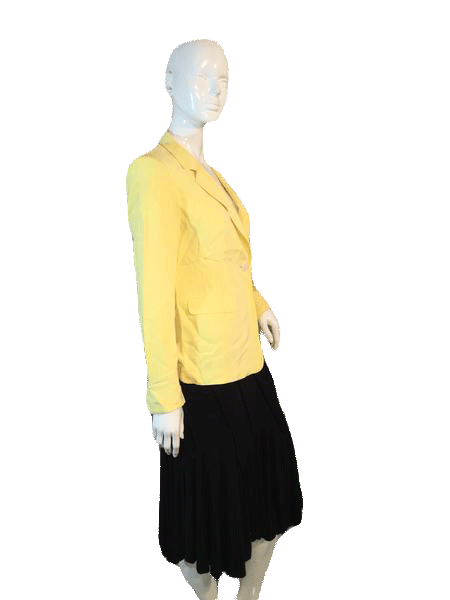 Lafayette 148 80's 100% Silk Long Sleeve Yellow Blazer Size 4 SKU 000155