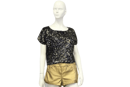 Load image into Gallery viewer, Get Down Get Down Gold and Black Sequin Top Size XL SKU 000051
