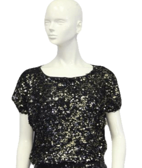 Load image into Gallery viewer, Get Down Get Down Gold and Black Sequin Top Size XL SKU 000051
