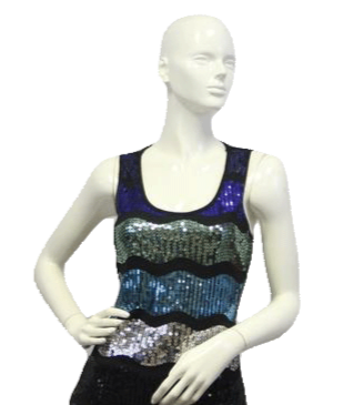 Blue and Black Sequin Stripe Tank · Filly Flair