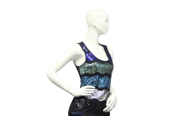 Load image into Gallery viewer, Forever 21 90&amp;#39;s Top Black Multi Colored Sequin Size M SKU 000024
