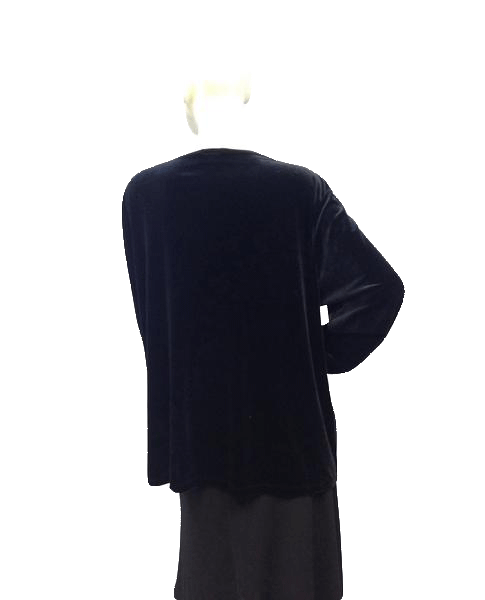 Load image into Gallery viewer, Adrian Karen Black Velvet Rhinestone Long Sleeve Top Size XL SKU 000081
