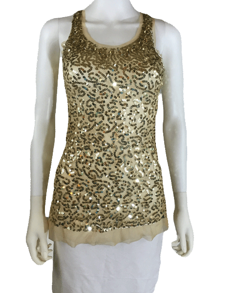 Gold Sequin Top Size Small (SKU 000170)