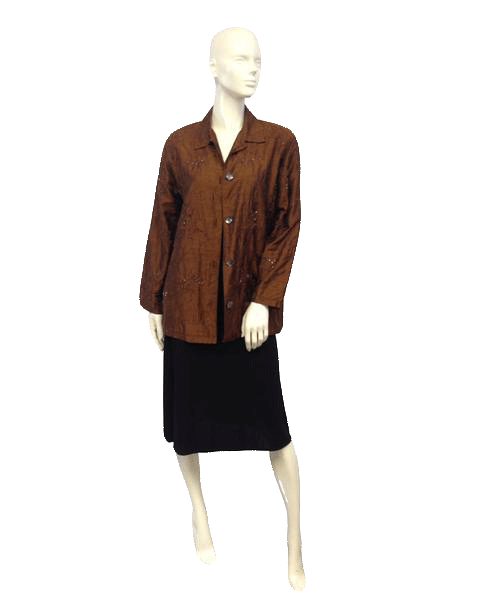 Load image into Gallery viewer, Chico&amp;#39;s 80&amp;#39;s Blazer Metallic Brown Size 0 SKU 000030
