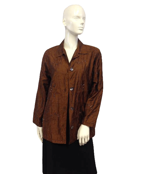 Load image into Gallery viewer, Chico&amp;#39;s 80&amp;#39;s Blazer Metallic Brown Size 0 SKU 000030
