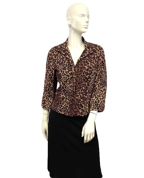 Load image into Gallery viewer, Anne Klein 70&amp;#39;s Zip Up Blazing into the Jungle Blazer Size 6 SKU 000027
