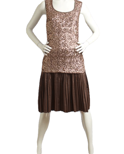 Hazel Skirt 50's Light Taupe Brown Pleated Silk Size S SKU 000019