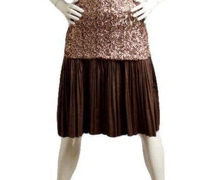 Hazel Skirt 50's Light Taupe Brown Pleated Silk Size S SKU 000019