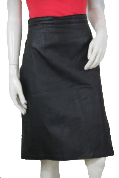 Load image into Gallery viewer, Venezia 80&amp;#39;s Black Leather Skirt Size H-6 SKU 000104
