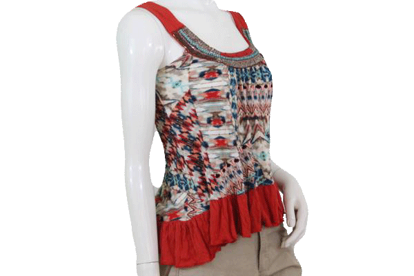 Load image into Gallery viewer, Daytrip 90&amp;#39;s Beaded Top Multi Colors Size Extra Small SKU 000095
