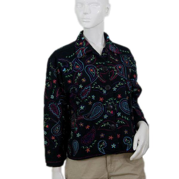 Load image into Gallery viewer, Units Top Black Embroidered Long Sleeve Size Medium SKU 000101
