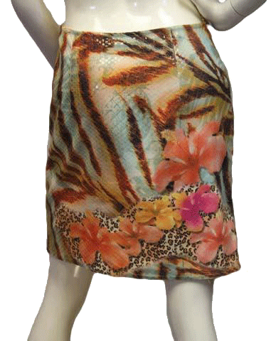 Linda Segal 80's Skirt Floral Sequin Print Size 8 SKU 000027