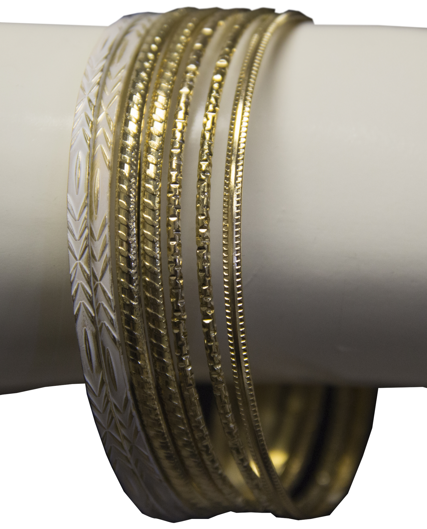 Mixed Pattern Gold Bracelet Set of Seven 9" (SKU 000083) - Designers On A Dime - 1