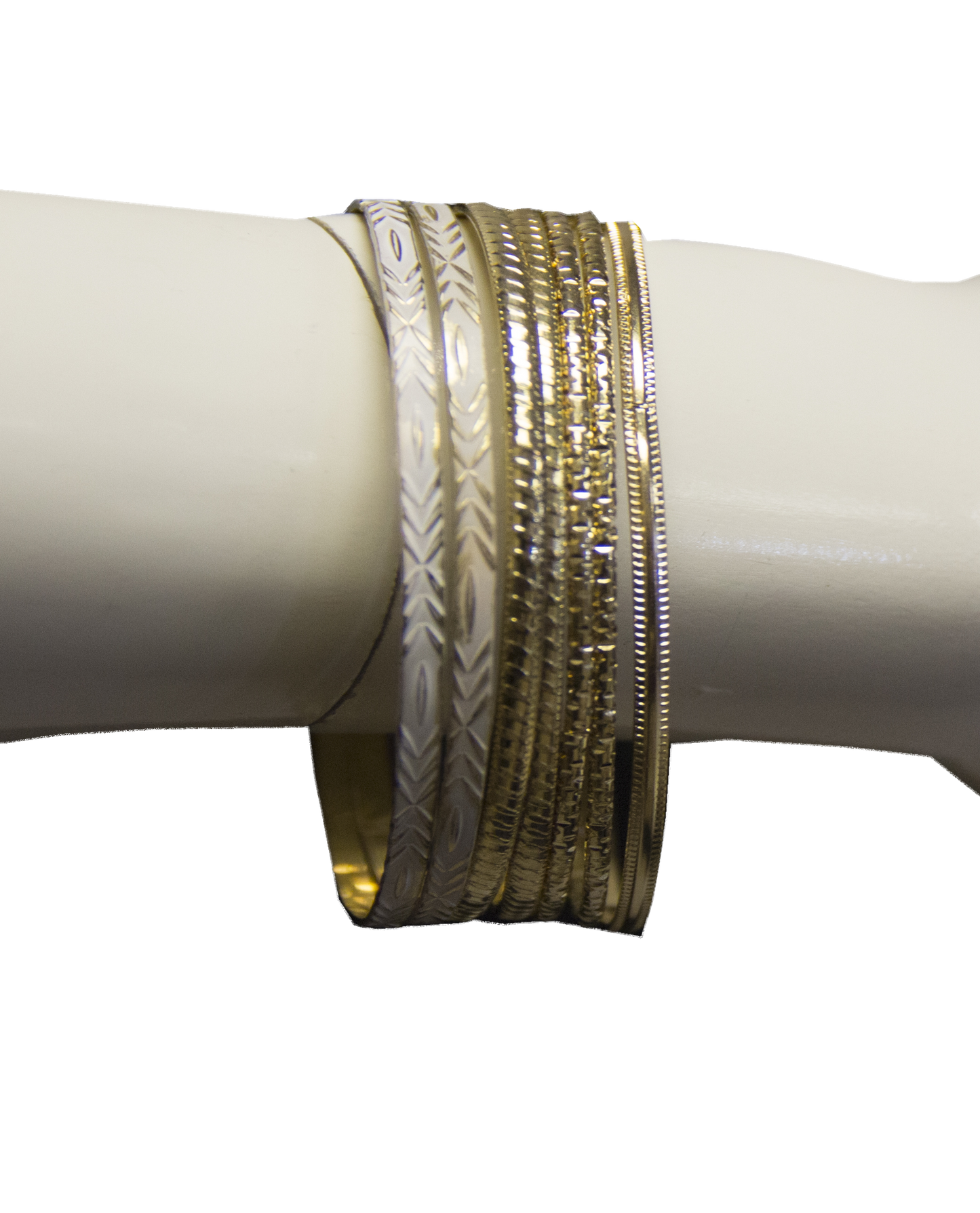 Mixed Pattern Gold Bracelet Set of Seven 9" (SKU 000083) - Designers On A Dime - 2