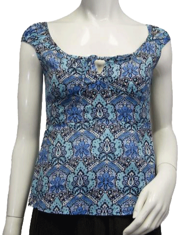 White House Black Market Blue and Black paisley and floral tank top