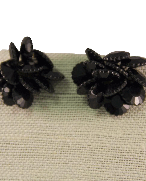 Jet Stone Black Beauty Beaded Clip On Earrings (SKU 000083)