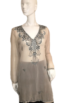 Designers on a Dime Beaded and Sheer 3/4 Length Sleeve Top SKU 000128