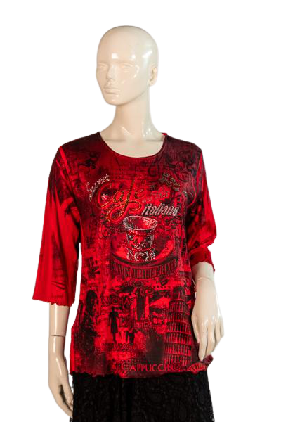 Jostar Top Red Embellished Size S SKU 000298-2