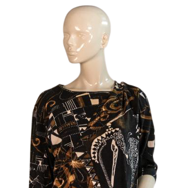 Load image into Gallery viewer, Chico&amp;#39;s Top Black, Brown &amp;amp; White Size 2 SKU 000298-4
