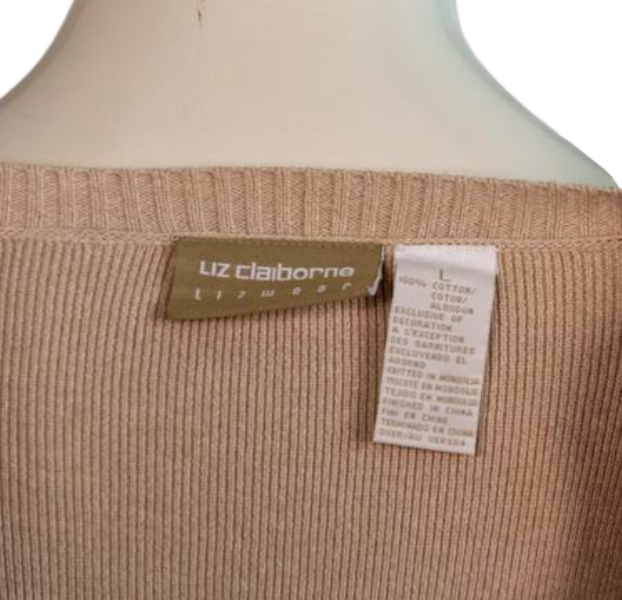 Liz Claiborne Sweater Top Beige & Tan Size L SKU 000298-6