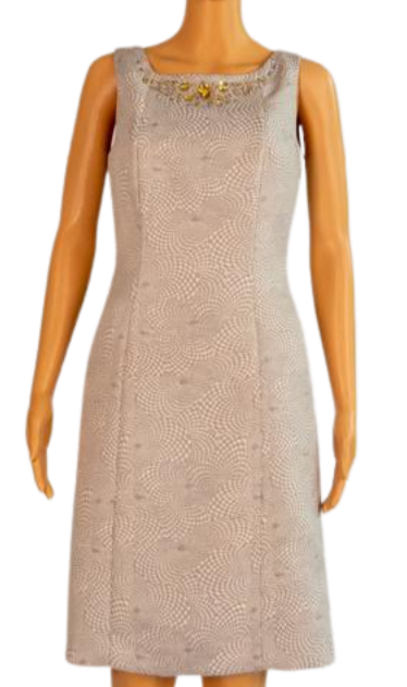 Tahari Dress Grey & White Embellished Size 4 SKU 000228-6