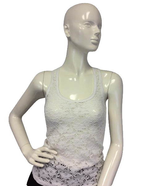 Load image into Gallery viewer, Aeropostale White Flower Stretch Tank Top Size SP SKU 000081
