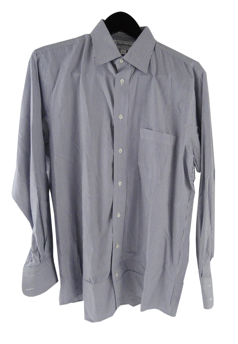 Burberry 60's Men's Dress Shirt Blue/White Size 16-33 SKU 000161 –  Designers On A Dime