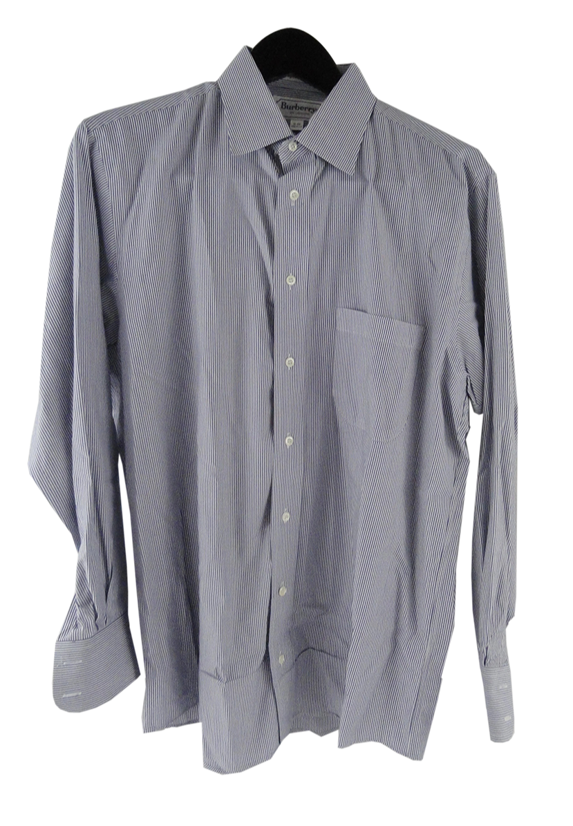 Burberry 60 s Men s Dress Shirt Blue White Size 16 33 SKU 000161 Designers On A Dime