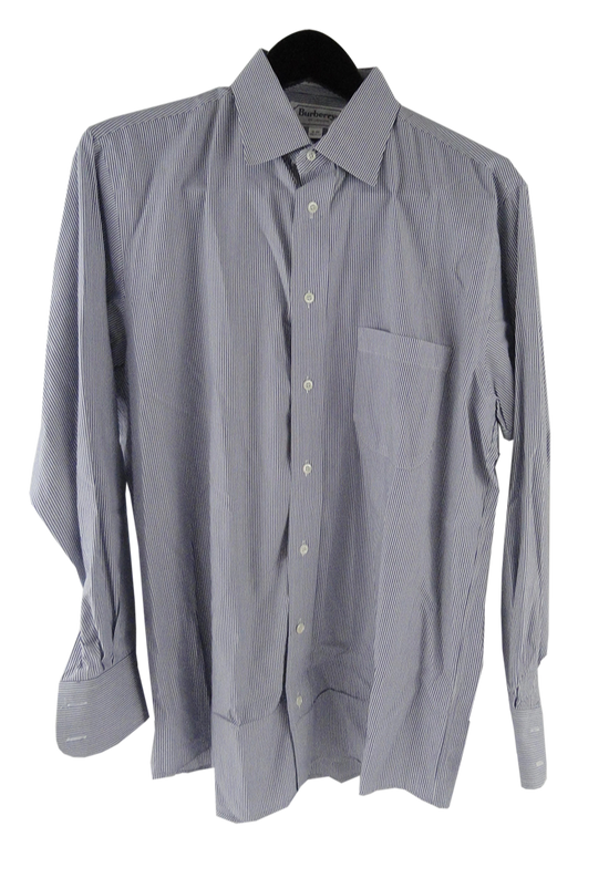 Load image into Gallery viewer, Burberry 60&amp;#39;s Men&amp;#39;s Dress Shirt Blue/White Size 16-33 SKU 000161
