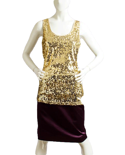 Glitter Queen Gold Sequin Top Sz L (SKU 000011)